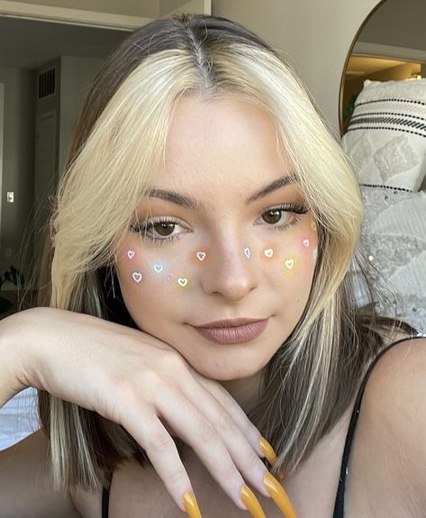 Star Blush Makeup, Heart Freckles Makeup, Star Freckles Makeup, Heart Blush Makeup, Heart Freckles, Star Freckles, Glow Heart, Pride 2023, Paint Makeup