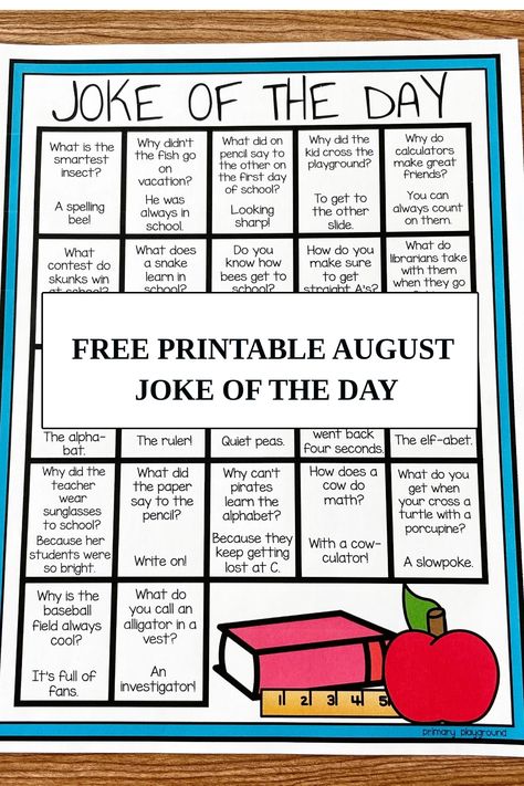 Joke Of The Day For Kids, Joke For The Day, Classroom Jokes, Principal Ideas, Joke Of The Week, Love Jokes, Math Answers, Parents Meeting, Speech Activities