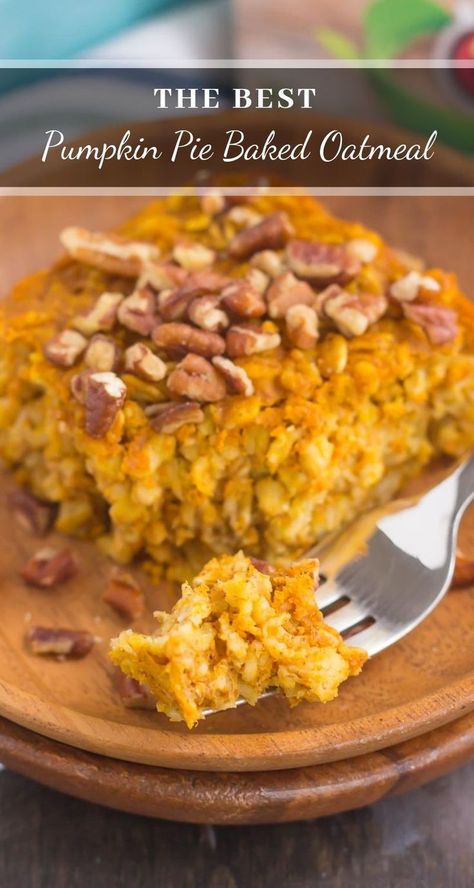 Pumpkin Pie Baked Oatmeal, Spice Oatmeal, Resep Oatmeal, Train Pumpkin, Oatmeal Pumpkin, Pumpkin Pie Oatmeal, Menu Sarapan Sehat, Resep Diet Sehat, Healthier Sweets