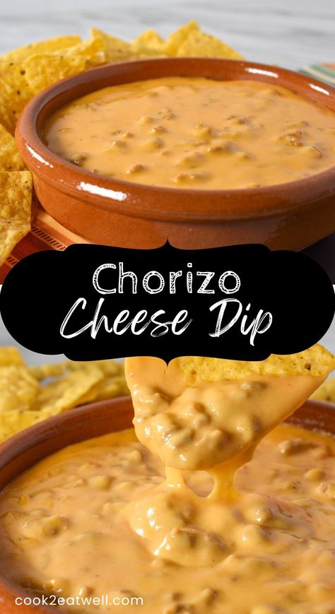 Mexican Cheese Dip With Chorizo, Chorizo Sauce Recipes, Cheese Chorizo Dip, Cheesy Chorizo Dip, Mexican Chorizo Dip, Hot Mexican Cheese Dip, Chorizo Snacks Appetizers, Cheese And Chorizo Dip, Velveeta Chorizo Cheese Dip