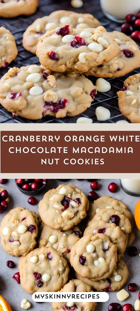 Indulge in a burst of flavor with these Cranberry Orange White Chocolate Macadamia Nut Cookies! 🍊🍪 Perfectly balanced with tart cranberries, zesty orange, creamy white chocolate, and crunchy macadamia nuts, these cookies are a delightful treat for any occasion. Bake a batch and savor the deliciousness! #CookieRecipes #CranberryOrange #myskinnyrecipes Recipes With Macadamia, Cranberry Macadamia Nut Cookies, Delicious Discoveries, White Chocolate Macadamia Cookies, Cranberry Orange Cookies, Chocolate Macadamia Nut Cookies, White Chocolate Macadamia Nut Cookies, White Chocolate Macadamia Nut, Macadamia Cookies