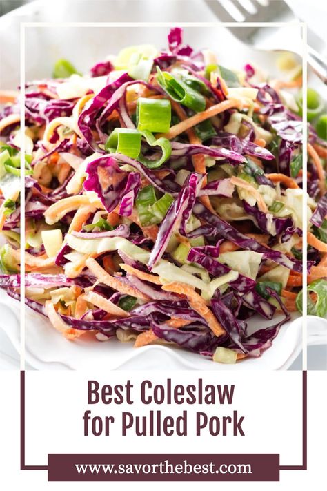 This salad is the best coleslaw for pulled pork sandwiches. The key to this recipe is in the dressing. It’s mayonnaise and vinegar-based dressing with a touch of honey and Dijon mustard. The dressing is what makes this coleslaw special. Light Coleslaw Recipe Healthy, Easy Coleslaw Recipe For Pulled Pork, Best Coleslaw For Pulled Pork, Pulled Pork Coleslaw Recipe, Slaw For Pulled Pork, Pulled Pork Slaw, Pork Coleslaw, Traditional Coleslaw Recipe, Coleslaw For Pulled Pork