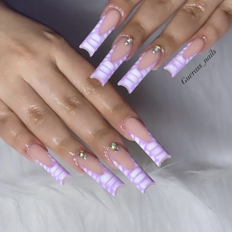 French tip
Crocodile print nails
Gel x 
Coffin nail Long Acrylic Nails Purple, Purple Croc Nails, Baby Purple Nails, Baby Pink French Tip, Purple Nails Acrylic, Flamingo Nail Art, Crocodile Nails, Croc Nails, Nail Art Tattoo