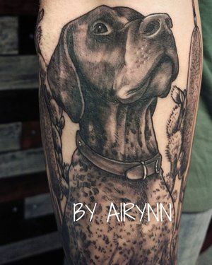 German Shorthaired Pointer Tattoo, Pointer Tattoo, Tatoo Dog, Small Hummingbird Tattoo, Mama Tattoo, Lizard Tattoo, Gsp Dogs, Dog Tattoo Ideas, Short Haired Pointer