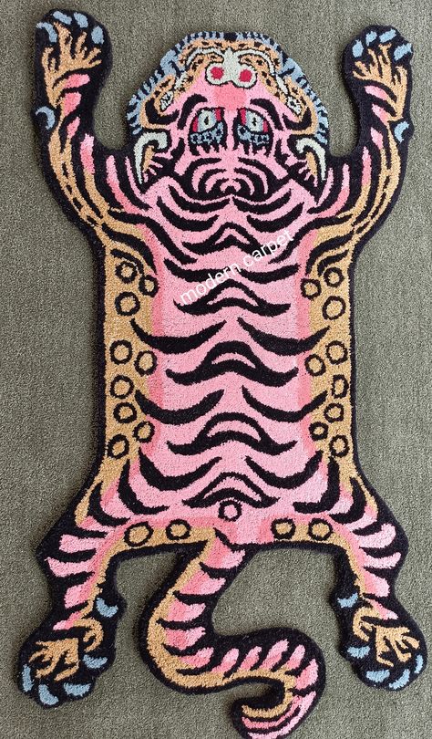 Bedroom Kid, Tibetan Tiger, Tiger Rug, Kid Room, Rugs Handmade, Modern Carpet, 3x5 Rug, Patterned Carpet, Dream House Decor