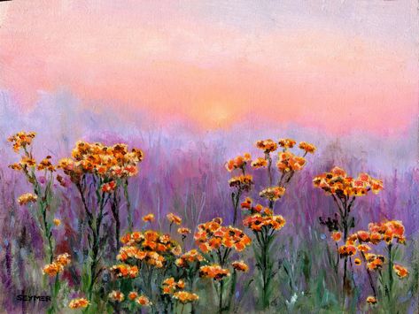 Vintage wildflowers original oil painting of a landscape with yellow flowers at sunrise. Beatiful spring scene with flowers in a field. Perfect for decorating a cozy corner of the living room for farmhouse or cottagecore. 🍁 DETAILS: ● This is an ORIGINAL OIL PAINTING on a wood panel. ● Title: 'Flowers at sunrise' ● 100 % hand painted, not a print. * If you prefer a PRINT: https://www.etsy.com/listing/1367122064 ● It is PAINTED TO ORDER in the chosen dimensions.  * Your painting will be a very similar but unique recreation of the original design, the one in the pictures. *Custom sizes under request. Larger sizes than those listed can be painted on a Rolled Canvas (unstretched & unframed). Contact me! ● FRAMED (3 frame colors to choose from: brown, black or white). * It is a modest but prac Yellow Flower Oil Painting, Abstract Field Of Flowers Painting, Flower Field Landscape Horizontal, Fairy Garden Painting, Spring Art Painting, Field Of Flowers Painting, Wildflower Field Painting, Wild Flower Painting, Painting Yellow Flowers