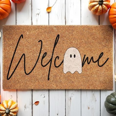 Ghost Welcome Funny Halloween Coir Mat, Sup Witches Spooky Happy Halloween Coir Mat, Welcome Mat Front Door Mat, Outdoor Doormat Fall Mats Ghost and Bats, Happy Halloween, Coir Door Mat, Sweet skull, Welcome Mat Front Door Mat, Outdoor Mats, Doormat Fall Mat, Halloween Decor Mat Welcome to our store! Our doormat is made with high-quality natural coir with backs that are made with slip-resistant PVC rubber backing. All mats are printed with UV-resistant ink so that they last long under all weather conditions. Our doormat is the perfect long-lasting gift for your loved ones. Made from 100% coir, this rectangular doormat helps keep your space clean, while the backing material helps prevent it from slipping or sliding. Our doormat is made of 0.5in thick coconut coir fiber, the material easily Halloween Door Mat Diy, Welcome Mat Ideas, Halloween Door Mats, Welcome Funny, Front Door Mat Outdoor, Welcome Mat Front Door, Mat Front Door, Door Mat Outdoor, Door Mat Diy