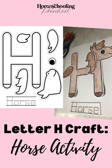 Letter H Craft: Horse Activity Letter H Horse Craft, H Is For Horse Craft, H Letter Craft, X Preschool Crafts, Letter H Craft For Toddlers, Letter H Crafts For Toddlers, H Is For Craft, Horse Activities For Preschool, Horse Craft Preschool