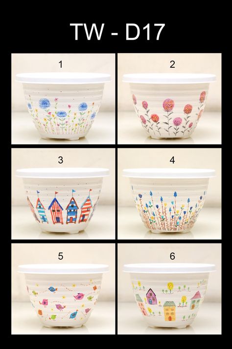 Who says plastic pots can't look pretty? here it is a plastic pot that has been nicely painted to make your plant look even more attractive Painting Plastic, Plastic Pots, How To Look Pretty, Make Your, Make It Yourself, Collage, Canning, Pins, Design