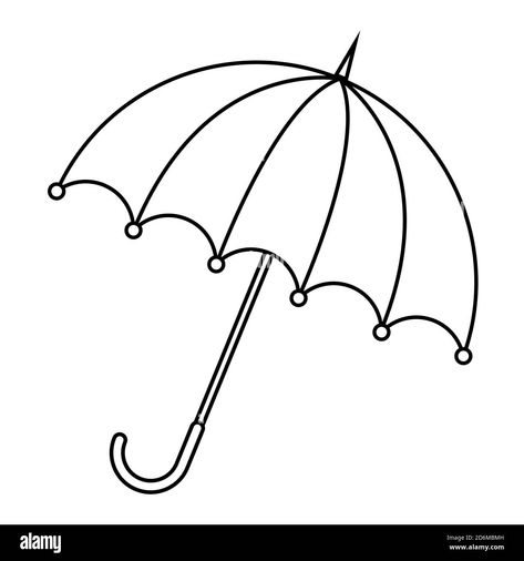 Download this stock vector: Umbrella outline illustration. Parasol contour isolated on white. Rain protection icon. Autumnal vector line art symbol. Seasonal design concept. Eps - 2D6MBMH from Alamy's library of millions of high resolution stock photos, illustrations and vectors. Umbrella Line Art, Umbrella Outline, Umbrella Coloring Page, Umbrella Drawing, Vector Line Art, Beach Drawing, Outline Images, Basic Mehndi, Kids Worksheets