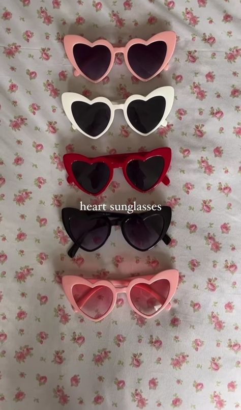 Heart sunglasses collection 🪩 Cute Aesthetic Sunglasses, Pink Heart Sunglasses Aesthetic, Star Glasses Aesthetic, Heart Shaped Sunglasses Aesthetic, Heart Glasses Aesthetic, Heart Sunglasses Outfit, Coquette Sunglasses, Pink Sunglasses Outfit, Olivia Baker