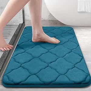 OLANLY Memory Foam Bath Mat Rug 24x16, Ultra Soft Non Slip and Absorbent Bathroom Rug, Machine Wash Dry, Comfortable, Thick Bath Rug Carpet for Bathroom Floor, Tub and Shower, Peacock Blue Floor Tub, Design Marocain, Tub And Shower, Moroccan Design, Foam Bath, Bathroom Floor, Bath Linens, Bath Mat Rug, Bathroom Rug