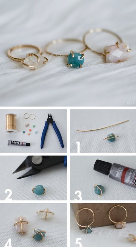 DIY Jewellery - make your own dainty stone set wire ring - craft project; handmade jewelry tutorial Cincin Diy, Diy Ring, Beading Crafts, Wire Ring, Handmade Jewelry Tutorials, Diy Rings, Homemade Jewelry, Wire Rings, Ring Crafts