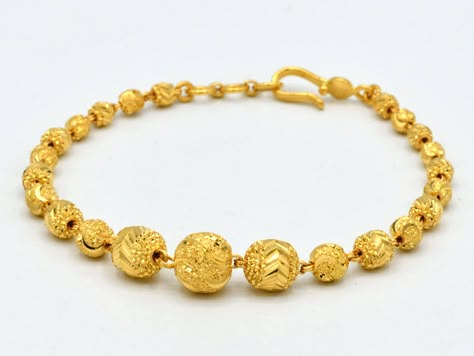 22ct Gold Ladies Ball Bracelet - Roop Darshan 22ct Gold Bracelet, Ball Bracelet Gold, Gold Bracelet Designs For Ladies, Bracelet For Girls Gold, Ladies Bracelets Gold Design, Bracelets Gold Simple For Women, 22ct Gold Jewellery, Gold Ball Bracelet, Fashion Jewelry Necklaces Gold