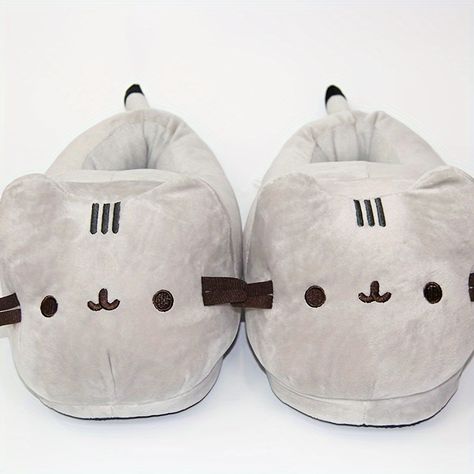 Pusheen Slippers, Cat Slippers, Cat Body, Cat Store, Pusheen Cat, Grey Cat, Kawaii Cartoon, Warm Slippers, Cuddly Toy