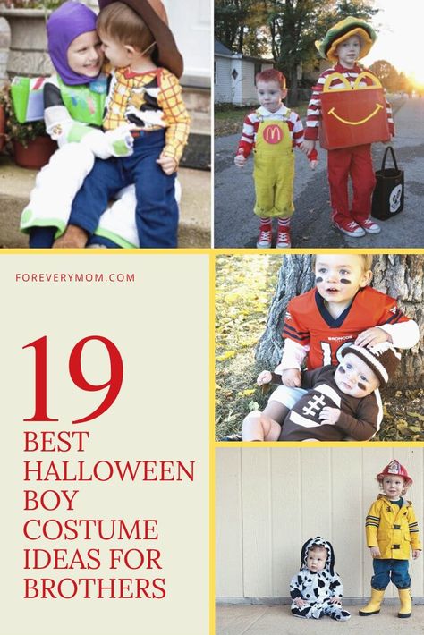 Halloween Costumes For Brothers, Brother Halloween Costumes, Unique Kids Halloween Costume, Sew Halloween Costume, Sibling Halloween Costumes, Toddler Boy Halloween Costumes, Matching Halloween Costumes, Duo Halloween Costumes, Homemade Halloween Costumes