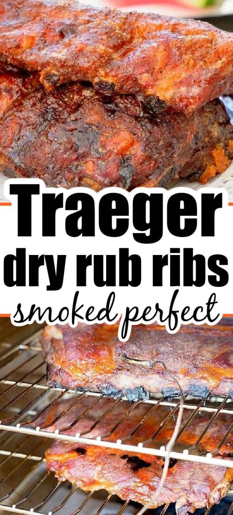 Best way to smoke ribs with dry rub for ribs that's salty and sweet so you don't even need barbecue sauce. Smoked ribs are the best. #smokedribs #smokingpork #traegerribs #dryrubribs Traeger Ribs, Smoked Ribs Rub, Pork Rib Dry Rub, Rub For Pork Ribs, Smoker Ribs, Rub For Ribs, Best Ribs Recipe, Easy Smoker Recipes, Baked Bbq Ribs