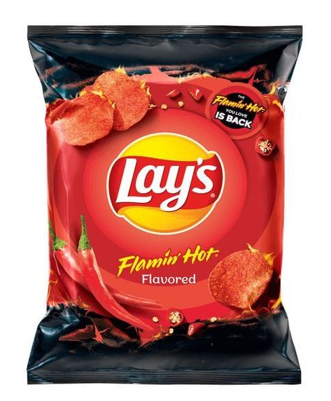 Last year, Lay's changed the chip formula on the Flamin' Hot Lay's, one of their classic flavors. The resistance was quick as fans were loud and clear all over social media. Those who loved that classic chip felt this was the deepest and darkest betrayal that Lay's could have committed. A petition that received 23,000 signatures goes into detail about what the issue was — namely, the chip tasting more like "spiced lime." Lay's was apologetic about this and went the extra step of giving the tho Lays Chips Flavors, Snack Lays, Lays Flavors, Weird Snacks, Hot Snacks, Lays Chips, Packaging Snack, American Snacks, Online Candy Store