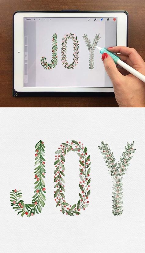 Christmas Procreate Ideas, Procreate Clipart, Procreate Templates, Winter Lettering, Winter Watercolors, Procreate Designs, Snowflake Shapes, Ipad Lettering Procreate, Ipad Calligraphy