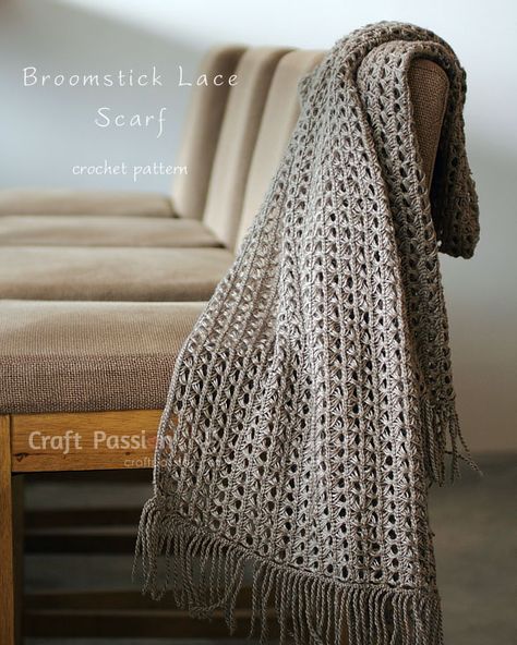 Crochet Scarf - #1 Free Crochet Pattern | Craft Passion Crocheting Tutorials, Broomstick Lace Crochet, Crochet Lace Scarf Pattern, Wool Ideas, Crochet Lace Scarf, Broomstick Lace, Crochet Cozy, Craft Things, Crochet Chain