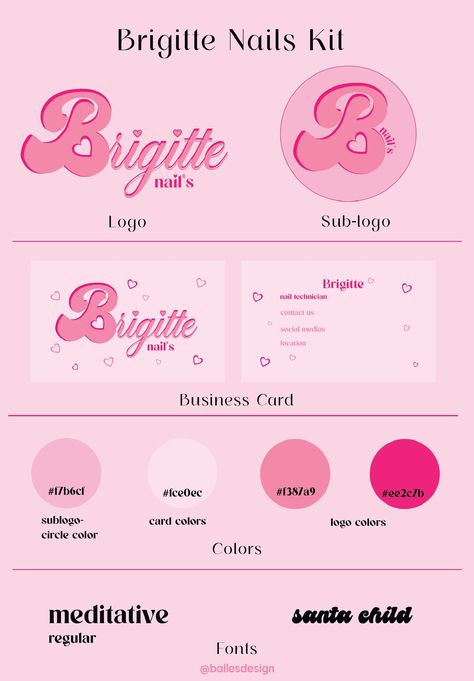 Logo and Cards for a nail tech. If you want to see new arts from me follow me on IG BallesDesign. Im a Graphic Designer from Puerto Rico.  Accepting new clients. 💖 Nail Tech Logo Design Ideas, Nail Tech Advertising Ideas, Nail Tech Logo Ideas, Nail Page Name Ideas, Nail Tech Business Cards Ideas, Nails Graphic Design, Nail Logo Design Ideas, Nail Tech Logo Design, Nail Business Logo