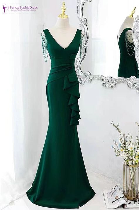 Deep Green Wedding, Formal Dress Green, Green Wedding Party, Green Wedding Guest Dresses, Party Dress Green, Green Evening Gowns, Green Evening Dress, Wedding Party Dress, Formal Party Dress