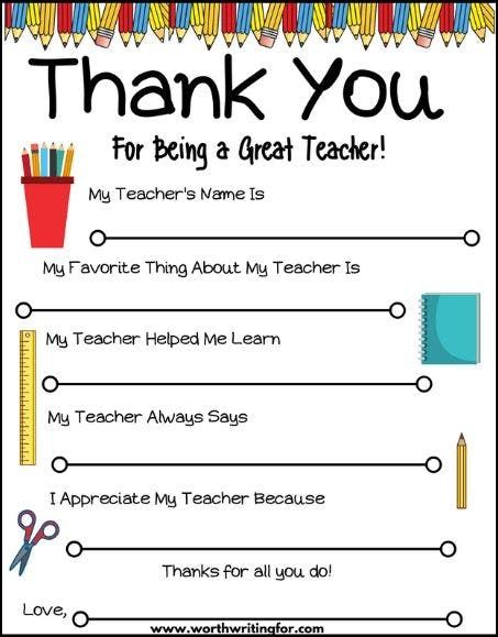 I love this free printable teacher thank you note! It makes a cute teacher appreciation gift and gives kids a chance to say thank you to their teacher in their own unique way. This adorable printable thank you card for teachers is perfect for Teacher Appreciation Week or as an End of the School Year gift! #teacherthankyou #TeacherAppreciation #teacherthankyounote #teacherthankyouprintable Teacher Thank You Letter, Teacher Appreciation Notes, Teacher Appreciation Letter, Free Teacher Appreciation Printables, Teacher Thank You Notes, I Love My Teacher, Printable Teacher Appreciation, Appreciation Letter, Teacher Appreciation Card