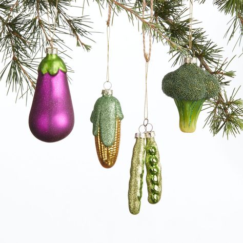 Glass Veggie Ornaments Set of 4 - World Market Magic Theme, Natural Christmas, Holiday Ready, Christmas Ornament Sets, Ornaments Christmas, Animal Ornament, World Market, Unique Christmas, Hand Painted Ceramics