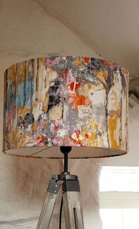 Lampshade Drum Abstract charcoal handmade Pendant Floor Lamp large drum | eBay Abstract Lampshade, Ribbon Lampshade, Colorful Lampshades, Lace Lampshade, Farmhouse Floor Lamps, Wire Lampshade, Colorful Lamp, Decorate Lampshade, Large Lamp Shade