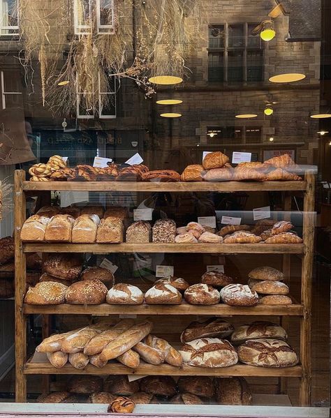 Cute French Bakery, Paris Bakery Interior, German Bakery Aesthetic, French Bread Aesthetic, Bakery Shop Photography, Bread Bakery Aesthetic, Small Town Bakery Aesthetic, Bread Display Bakery, French Patisserie Aesthetic