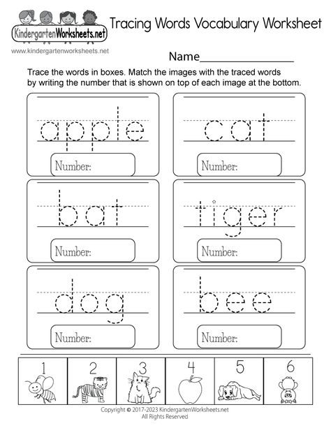 Easily print a free Tracing Words Vocabulary Worksheet directly from your web browser. Your kids can start using this kindergarten vocabulary worksheet right away. Vocabulary Kindergarten, Worksheets For 5th Grade, Tracing Words, Kindergarten Vocabulary, Teaching Worksheets, Worksheet For Kindergarten, Words Vocabulary, English Worksheets For Kindergarten, Spelling Worksheets