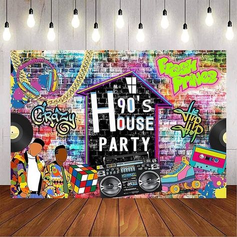 Amazon.com : Aumeko 90's House Party Backdrop Hip Pop 90's Birthday Graffiti Wall Retro Radio Roller Skates Background Fresh Prince 90s Theme Backdrop 90s Party Decorations : Electronics House Party Backdrop, Prince 90s, Birthday Graffiti, 90s Theme Party Decorations, 90s Hip Hop Party, 90s Party Ideas, 90s Party Decorations, Hip Hop Birthday, House Party Decorations