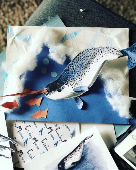 Learn about the narwhal with a construction paper craft. art and science #homeschool #art #Narwhal Narwhal Art Project For Kids, Narwhal Painting, Narwhal Craft, Narwhal Art, Science Homeschool, Construction Paper Crafts, Animal Ideas, Ocean Activities, Homeschool Inspiration