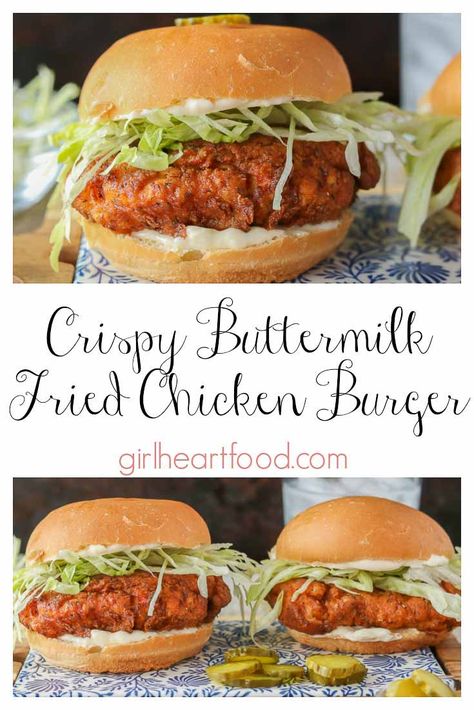 Resep Burger, Chicken Breast Sandwich, Crispy Chicken Burgers, Fried Chicken Burger, Buttermilk Chicken, Buttermilk Fried Chicken, Fried Chicken Breast, Fried Chicken Sandwich, Chicken Burger