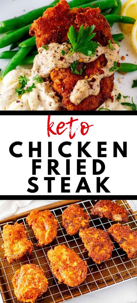 Looking for keto comfort food than never fails to satisfy? You are going to go wild for this Keto Chicken Fried Steak. With a delicious sour cream gravy, this crispy fried steak is an easy low carb meal that the whole family will love. #kickingcarbs #keto #ketorecipes #chickenfriedsteak #ketochickenfriedsteak Keto Chicken Fried Steak, Sour Cream Gravy, Keto Comfort Food, Cream Gravy, Chicken Lunch, Fried Steak, Boiled Egg Diet Plan, Low Carb Meal, Low Carb Chicken Recipes