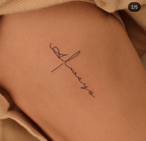 Hope Cursive Tattoo, Feminine Clavicle Tattoos, Tattoo For Remembering Someone, Synchronicity Tattoo, Feminine Tattoos Small Unique, Always Tattoo Ideas, Womens Tattoos Small, Small Cursive Tattoo, Tattoo Tekst