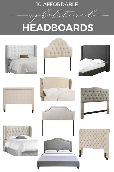 Where to find 10 affordable stylish upholstered headboards | Inexpensive upholstered headboards for beds | Bedroom decor ideas with beautiful tufted nailhead headboards | Headboards bedroom furniture shopping guide | designthusiasm.com Fabric Headboards, Beautiful Bed Designs, Reka Bentuk Bilik Tidur, Simple Bed Designs, Modern Farmhouse Furniture, Nailhead Headboard, Upholstered Headboards, French Country Furniture, Modern Headboard