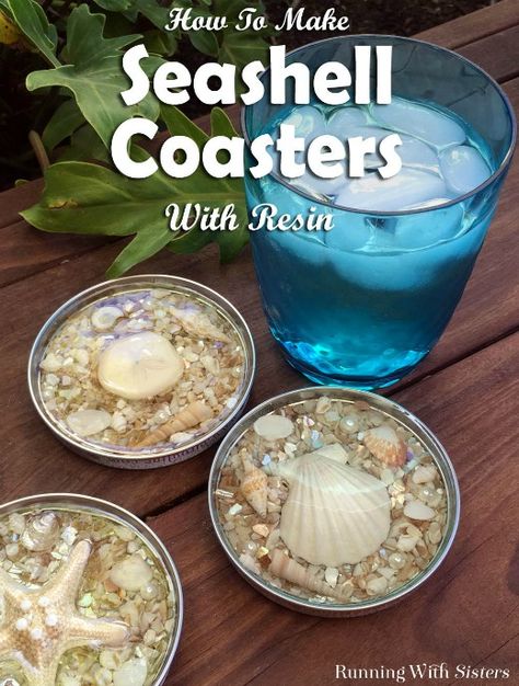 DIY Jar Lid Coasters with Seashells & Resin... http://www.completely-coastal.com/2017/02/diy-jar-lid-seashell-coasters.html Seashell Coasters, Pretty Shells, Diy Resin Casting, How To Make Resin, Sea Shell Decor, Epoxy Resin Crafts, Diy Coasters, Jar Diy, Crafts To Make And Sell