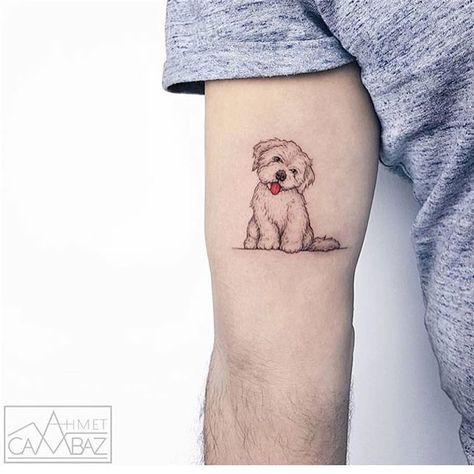 14 Inspiring Bichon Frise Tattoos Labradoodle Tattoo, Poodle Tattoo, Small Animal Tattoos, Cute Ankle Tattoos, Puppy Tattoo, Small Dog Tattoos, Cute Animal Tattoos, Inspiration Tattoos, Парные Тат�у