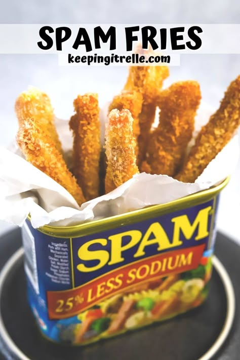 Step aside french fries, SPAM fries are here. Sliced pieces of SPAM battered and fried to golden brown perfection. Grab your favorite dipping sauce and make this delicious finger food treat. Hawaiian French Fries, Dinner Ideas With Spam, Air Fried Spam, Fried Spam Recipes, Spam Dip, Spam Appetizers, Spam Fries Recipe, Spam Salad, Spam Dishes