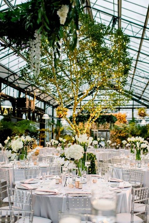 Glass Houses Are Perfect For Indian Weddings With Indoor-Outdoor Vibe! | WedMeGood Planterra Conservatory Wedding, Wedding Under The Stars, Planterra Conservatory, Greenhouse Venue, Weddings Decorations Elegant Romantic, Golden Candle, Conservatory Wedding, Romantic Wedding Receptions, Greenhouse Wedding