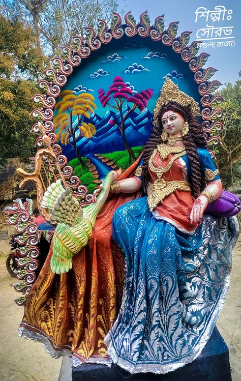 Sourav mandal raja murti Saraswati Saraswati Mata Murti, Sarswati Maa, Laxmi Murti, Laxmi Goddess, Saraswati Picture, Saraswati Murti, Durga Puja Kolkata, Saraswati Mata, Saraswati Photo