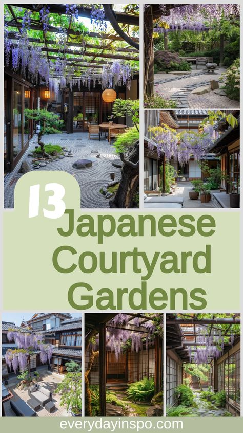 Embrace serenity in these calm Japanese courtyard gardens. Japanese Container Garden, Mini Japanese Garden, Japanese Courtyard Garden, Japanese Courtyard, Japanese Garden Backyard, Japanese Gardens Design Ideas, Small Japanese Garden, Japanese Garden Landscape, Courtyard Gardens