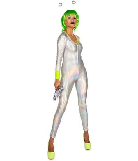 Space Alien Costume, Alien Costume Women, Alien Halloween Costume, Home Halloween Costumes, Halloween Costume Bodysuit, Alien Halloween, The Ghouls, Costume Making, Alien Costume