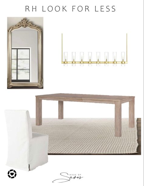 Rh Parsons Dining Table, Rh Inspired Dining Room, Light Oak Dining Table, Dining Table Light, Oak Dining Table, Slipcovers For Chairs, Light Oak, Neutral Rugs, Dining Room Table