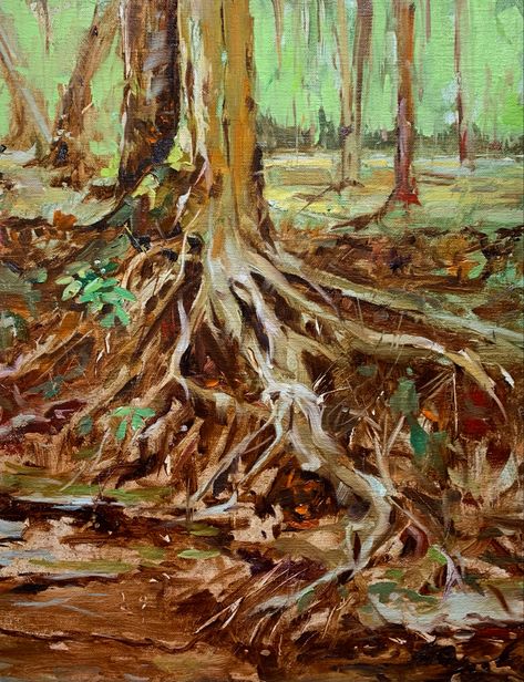 Tree Root Painting, Tree Roots Painting, Tree Roots Drawing, Tay Art, Roots Drawing, Painting Trees, Abstract Tree Painting, Tree Study, Watercolor Tree