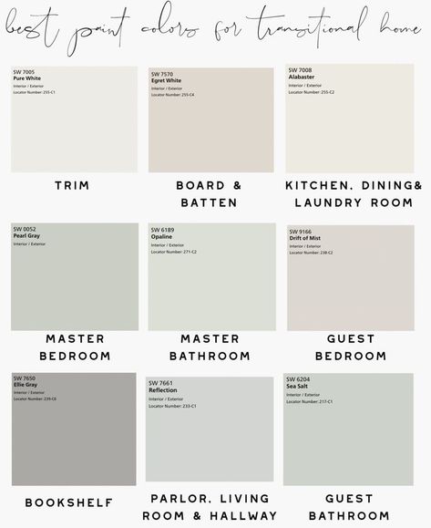 Sherwin Williams Sea Salt, Hallway Paint Colors, Hallway Paint, Farmhouse Paint Colors, Transitional Home, House Color Palettes, Farmhouse Paint, Farm House Colors, Paint Color Schemes