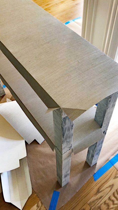 Diy Console Table Entryway, Grasscloth Console Table, Serena And Lily Living Room, Diy Entry Table, Ikea Lack Table, Small Console Table, Entry Console Table, Console Table Entryway, Diy Console Table