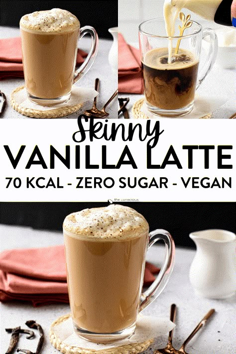 Starbucks Vanilla Latte, Vegan Latte, Homemade Latte, Hot Coffee Drinks, Sugar Free Vanilla Syrup, Nespresso Recipes, Dairy Free Coffee, Starbucks Vanilla, Low Calorie Drinks