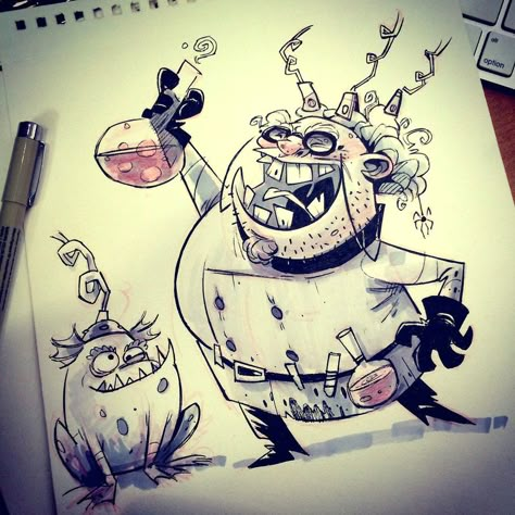 Scientist Cartoon, Mad Scientist Lab, Retro Robot, Game Character Design, Mad Scientist, Book Projects, Cartoon Character Design, Illustration Character Design, Book Inspiration